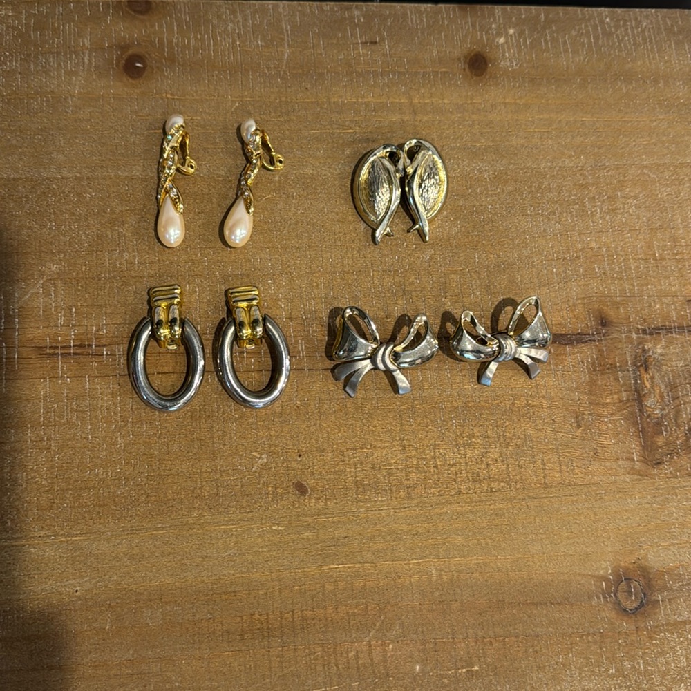 Vintage Clip on costume earring bundle gold and silver